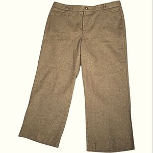 Banana Republic Logan Cropped Preppy Trouser Pant 14 Gold Fleck Olive Wool Blnd